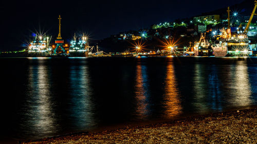 Illuminated city at night