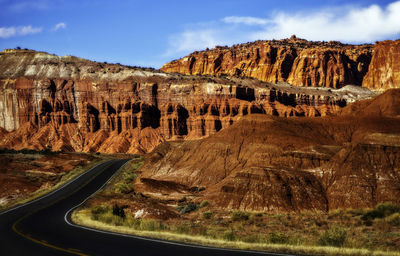 View of road passing through mountains