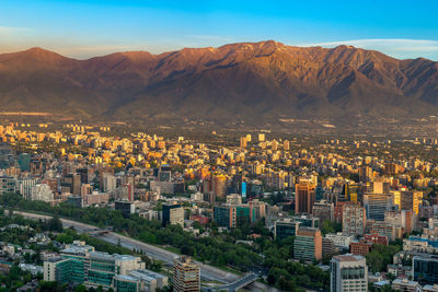 High angle view of buildings in city