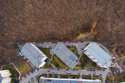 High angle view of buildings in city