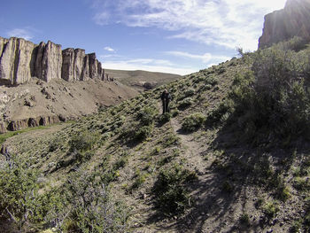 High angle view of man standing on land