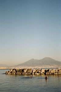 Scenic view of sea against clear sky