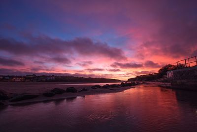 Scenic view of sea against sky at sunset