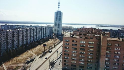 View of cityscape with sea in background