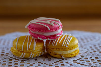 Close-up of cupcakes on table