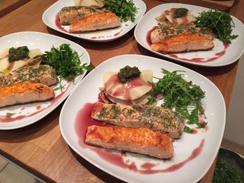 High angle view of food on table