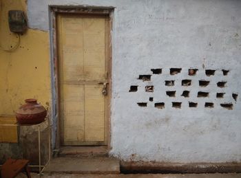 Closed door of old building