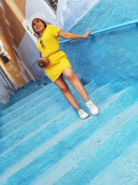 High angle view of woman in swimming pool