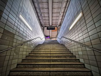 Low angle view of staircase in train station