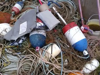 High angle view of fishing net