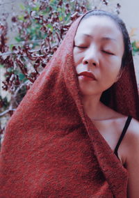 Close-up portrait of a young woman