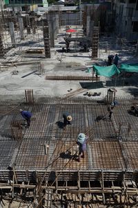 High angle view of construction site