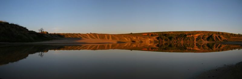 Scenic view of lake against clear sky