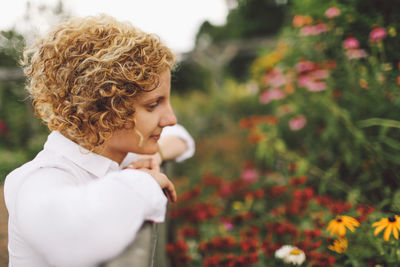 Close-up of woman in park