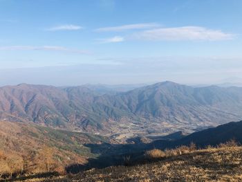 Scenic view of mountains against sky