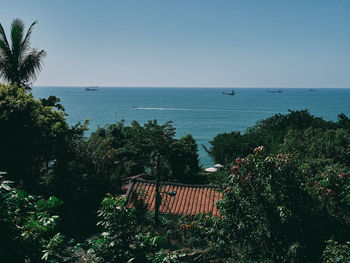 Scenic view of sea against clear sky