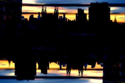 City skyline at sunset