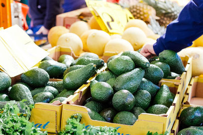 Cropped image of person buying vegetables at market stall