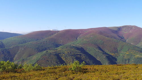 Scenic view of mountains against clear sky