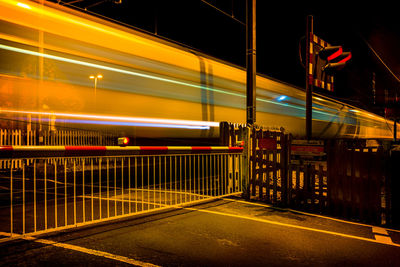 Light trails on road at night