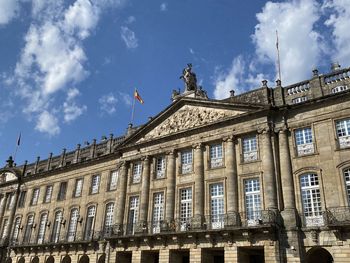 Low angle view of building against sky.  palacio de rajoy in galicia, spain.