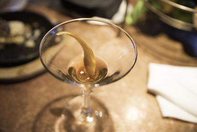 Close-up of drink in glass on table