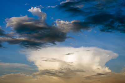 Low angle view of clouds in sky during sunset