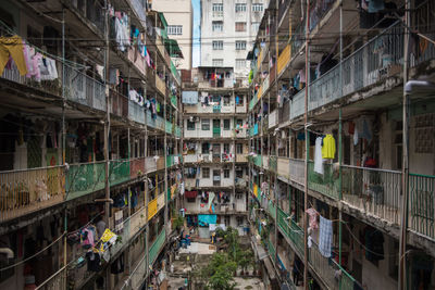 High angle view of buildings in city