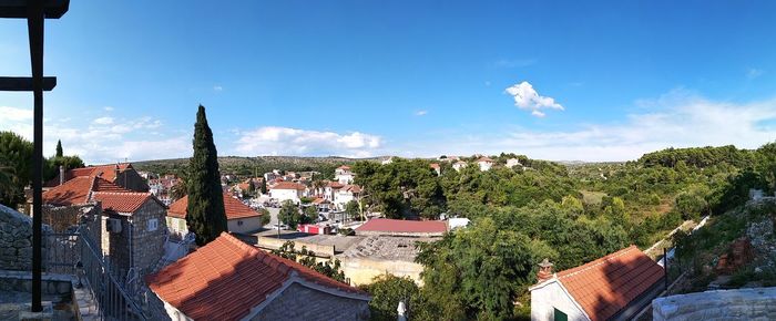 High angle view of townscape against sky