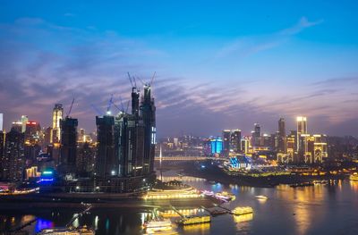 Illuminated city at night