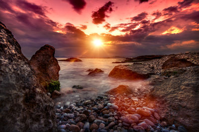 Scenic view of sea against sky during sunset