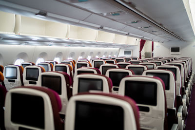 View of empty seats in airplane