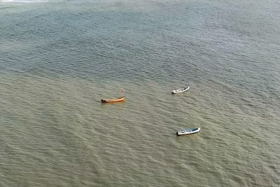 High angle view of boat in sea