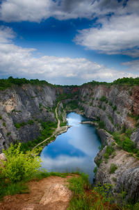 Scenic view of landscape against cloudy sky