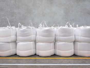 Stacking of bulk cargo in jumbo bags are store in warehouse.