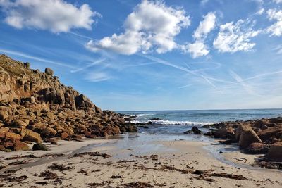 Scenic view of beach against sky