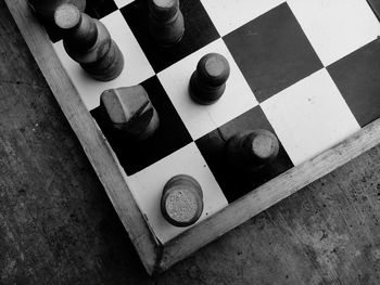 High angle view of chess board