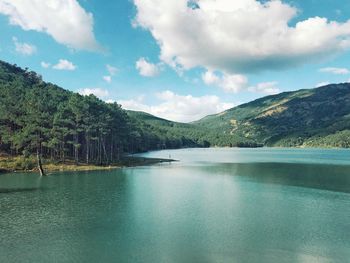 Scenic view of lake against sky