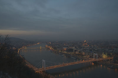 Budapest, hungary in winter sunset.