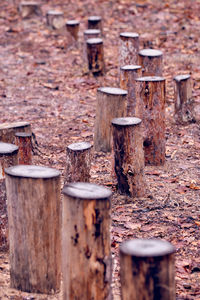 Close-up of rusty metal structure on field