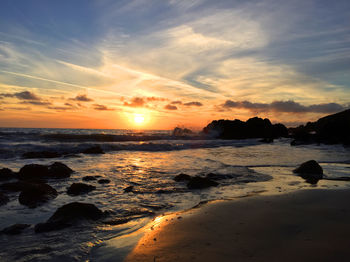 Scenic view of sea at sunset