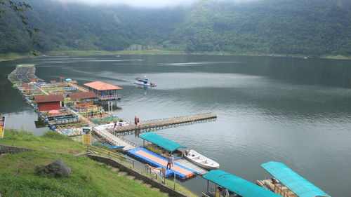 Menjer lake tourism object in central  java, indonesia, with beautiful romantic natural panoramas.