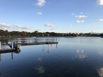 Scenic view of lake against sky