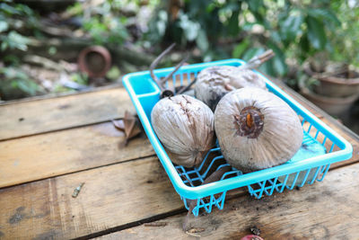 High angle view of food on table