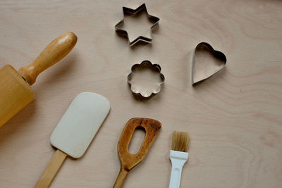 High angle view of cookies on table