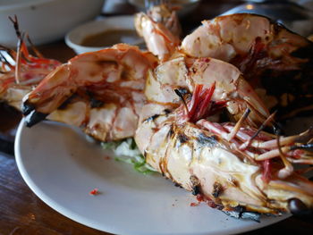 Close-up of meal served on table