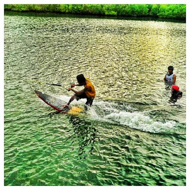 Surfboardturnedtowakeboard