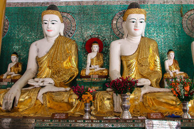 Close-up of buddha statue in temple