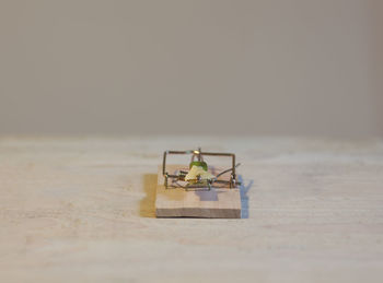 Close-up of small toy car on table