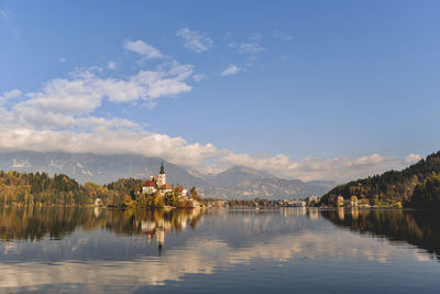 Scenic view of lake against sky